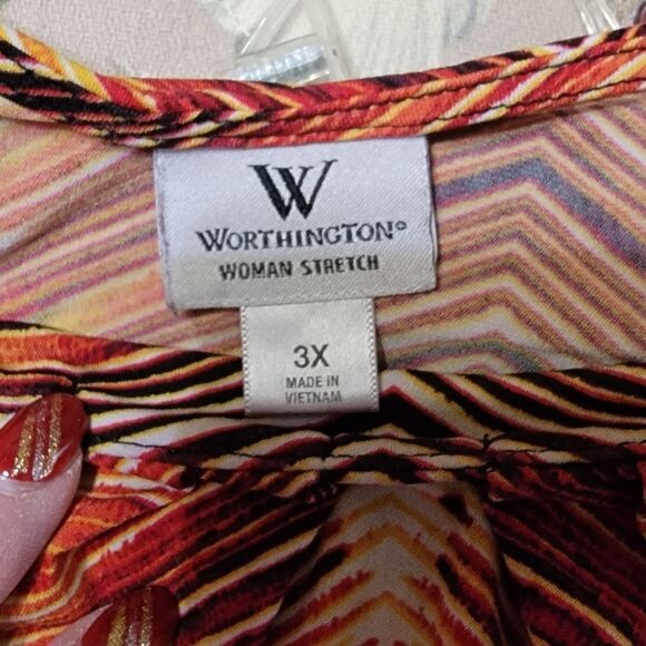 #251 Worthington Multicolored Cap Sleeve Top Size 3X - Picture 3 of 7